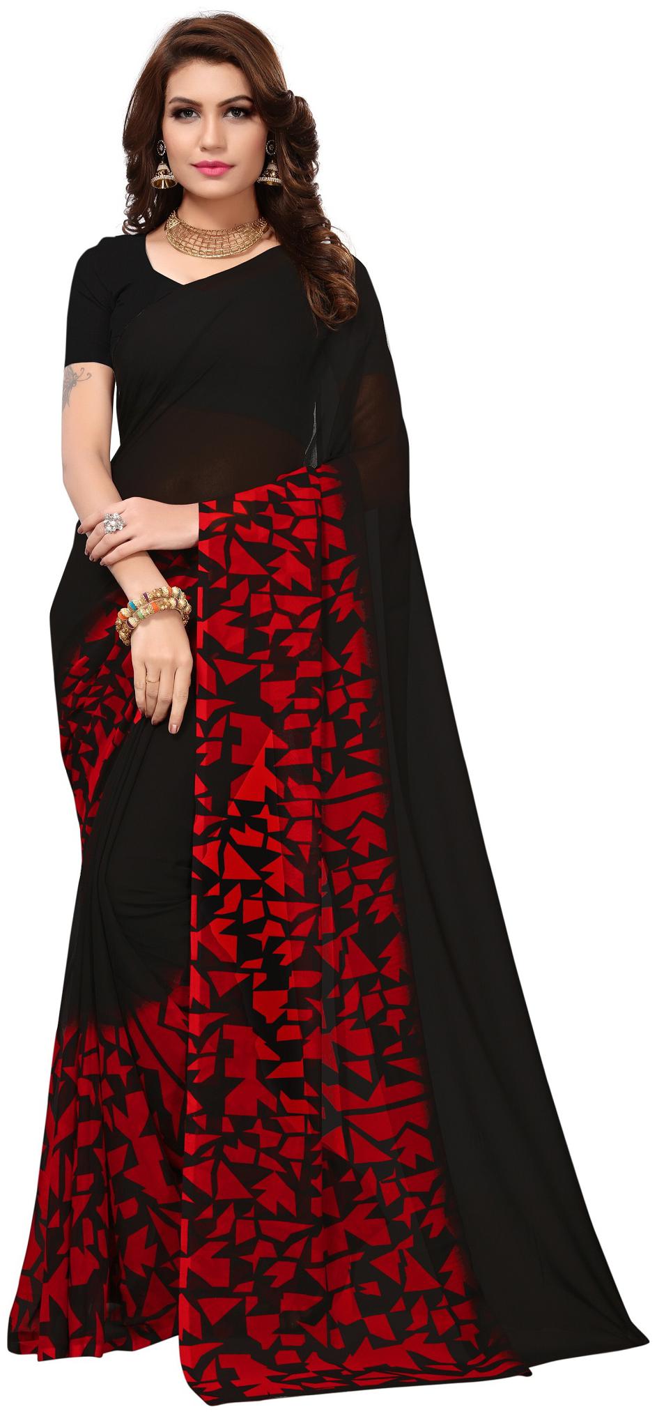 

LADY SHOPI Women Georgette Saree Red