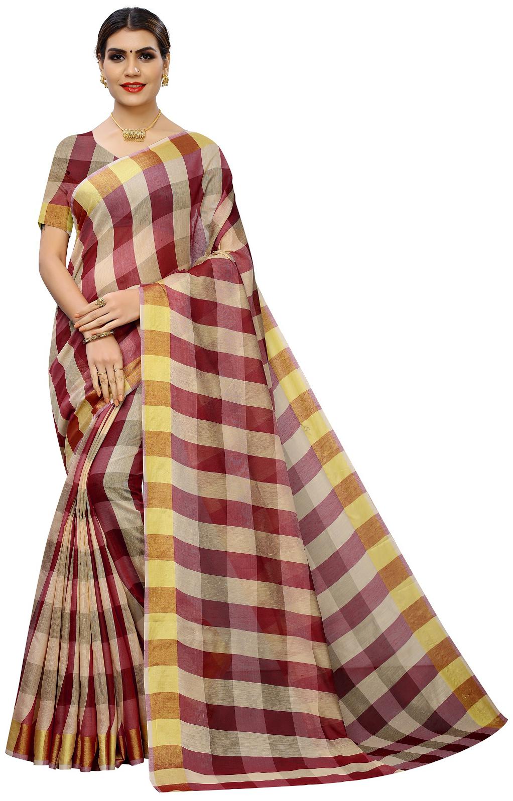 

Lady Shopi Women Party Wear Regular Saree With Unstitched Blouse (Maroon)