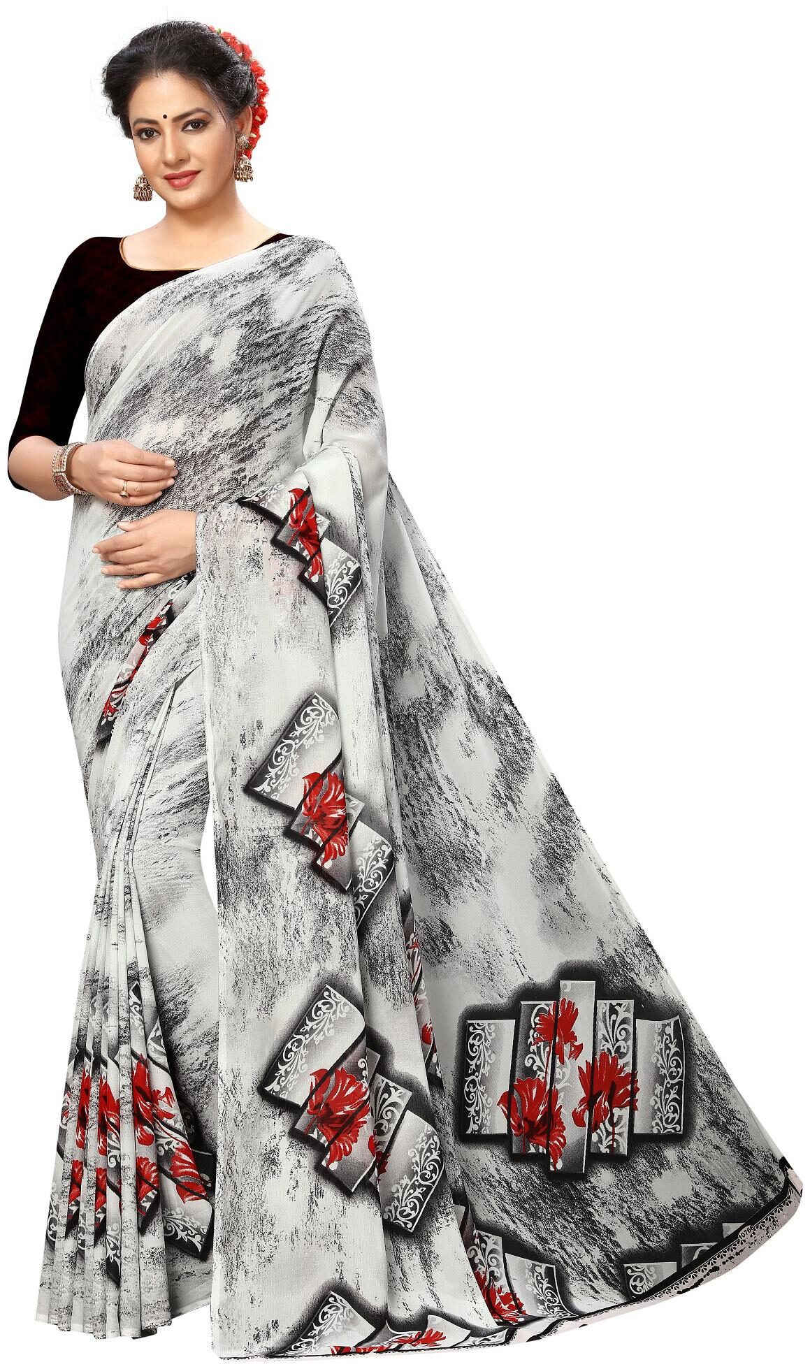 

LADY SHOPI Women Georgette Saree Grey