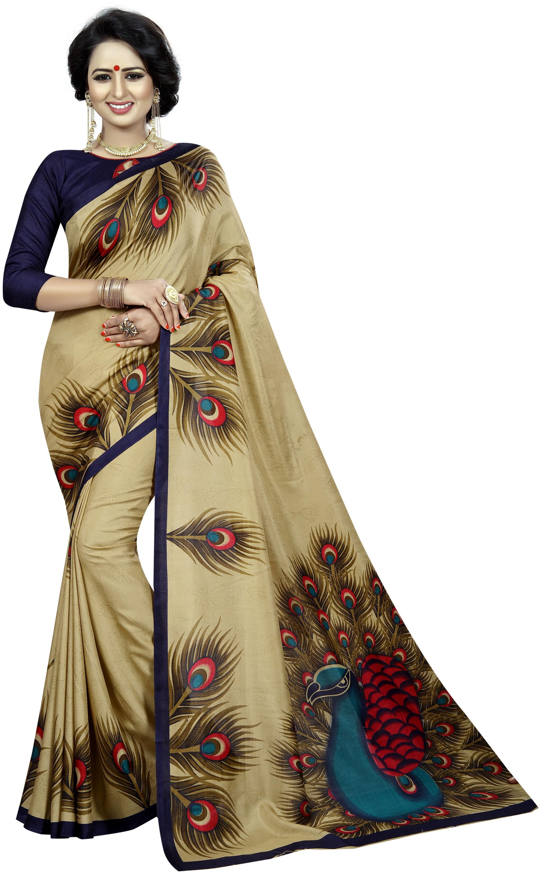 

Lady Shopi Women Art Silk Kalamkari Bhagalpuri And Kashmiri Style Soft Saree With Blouse Piece Multi