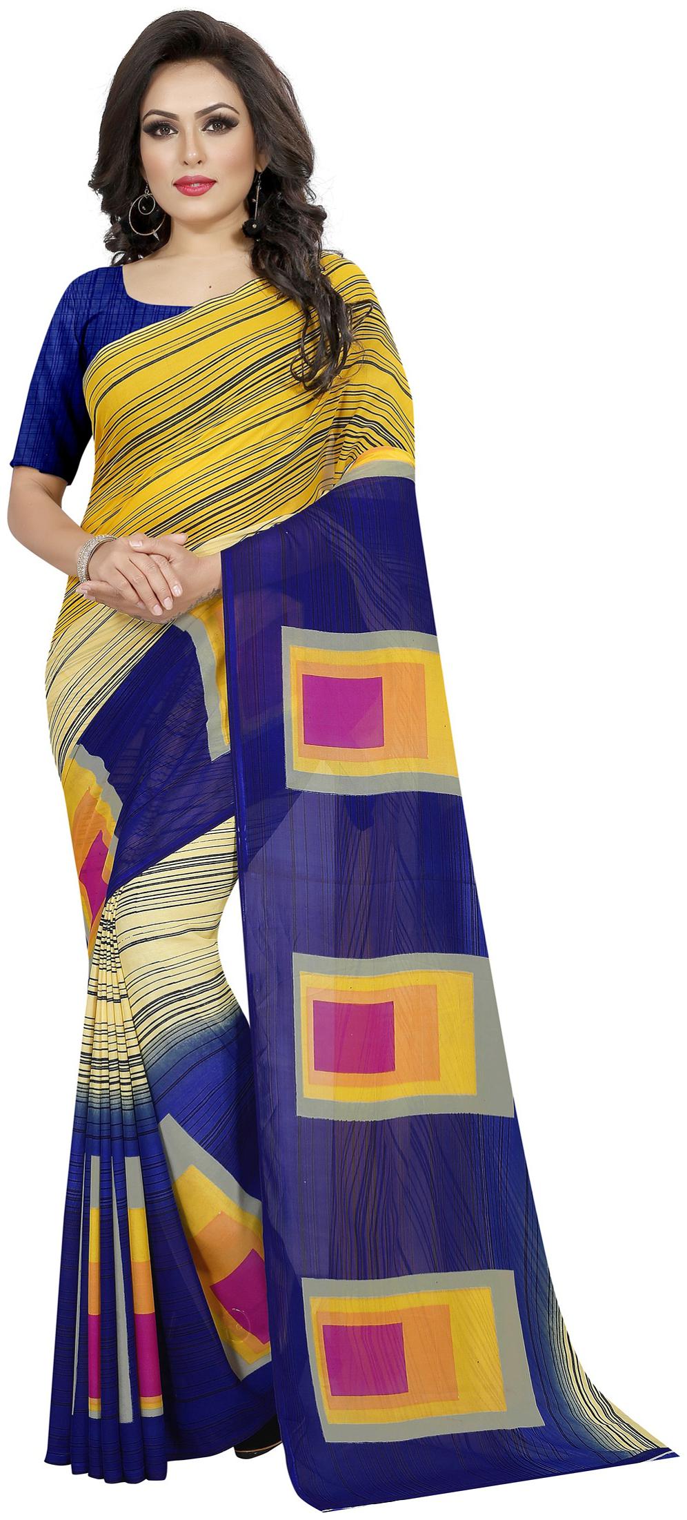 

LADY SHOPI Women Georgette Saree Blue