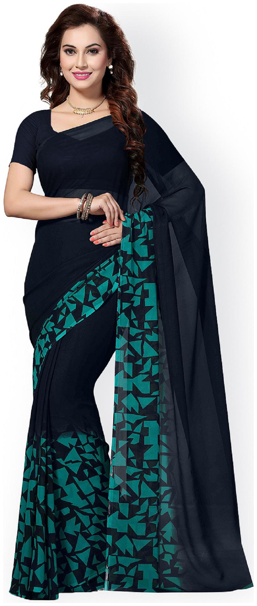 

LADY SHOPI Women Georgette Saree Turquoise