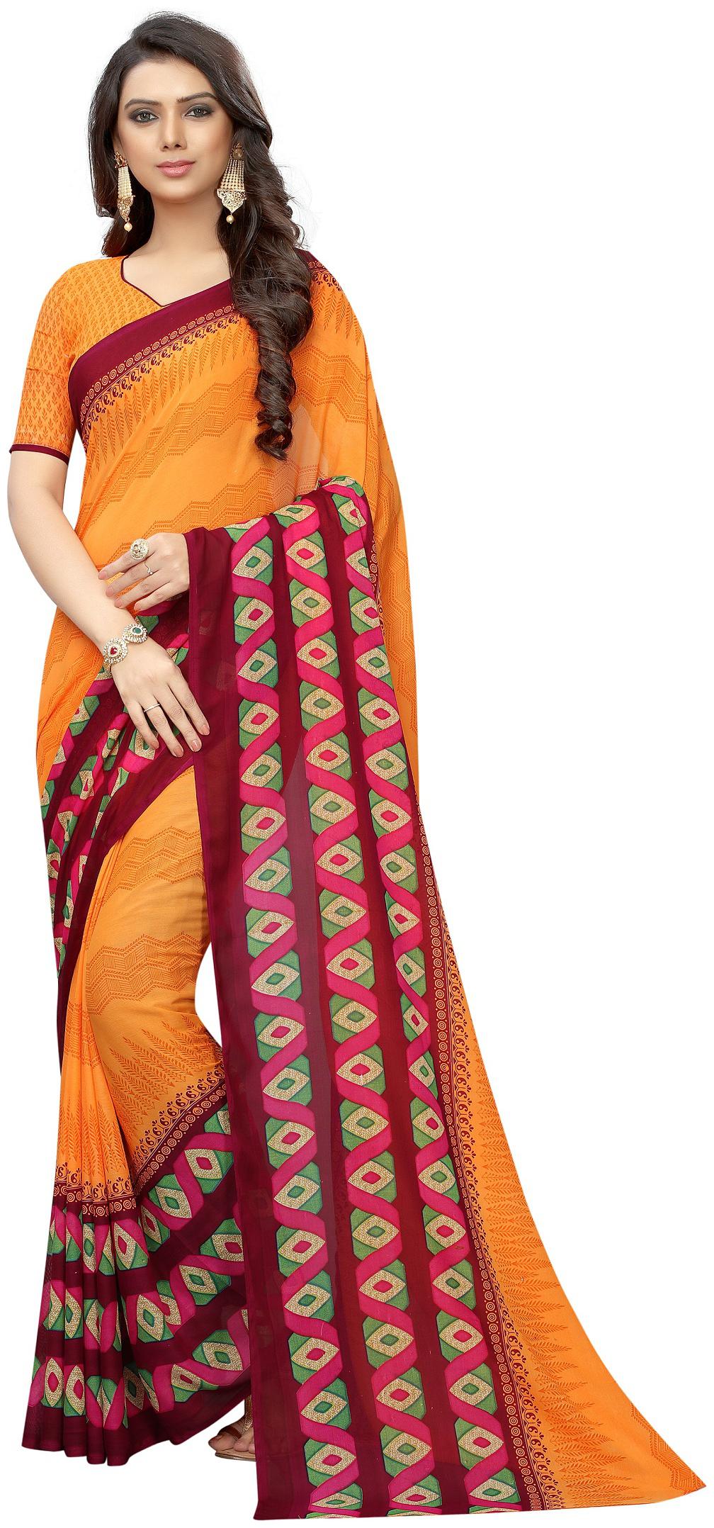 

LADY SHOPI Women Georgette Saree Orange