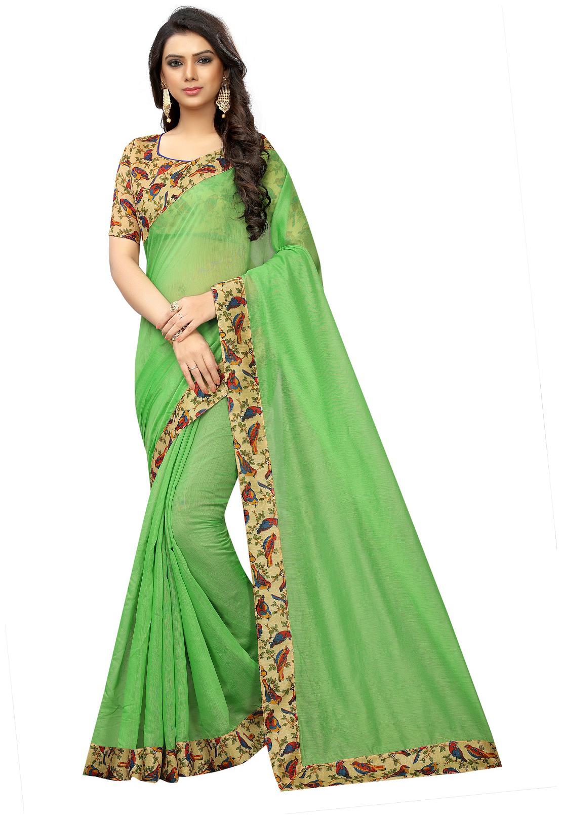 

Lady Shopi Women Party Wear Regular Saree With Unstitched Blouse (Green)
