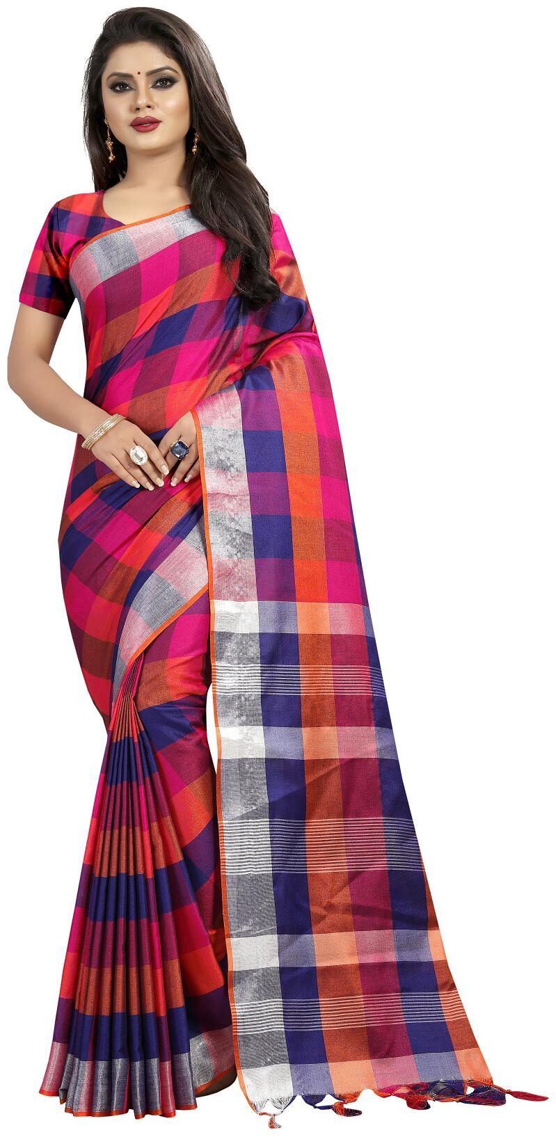 

Lady Shopi Women Party Wear Regular Saree With Unstitched Blouse (Red)