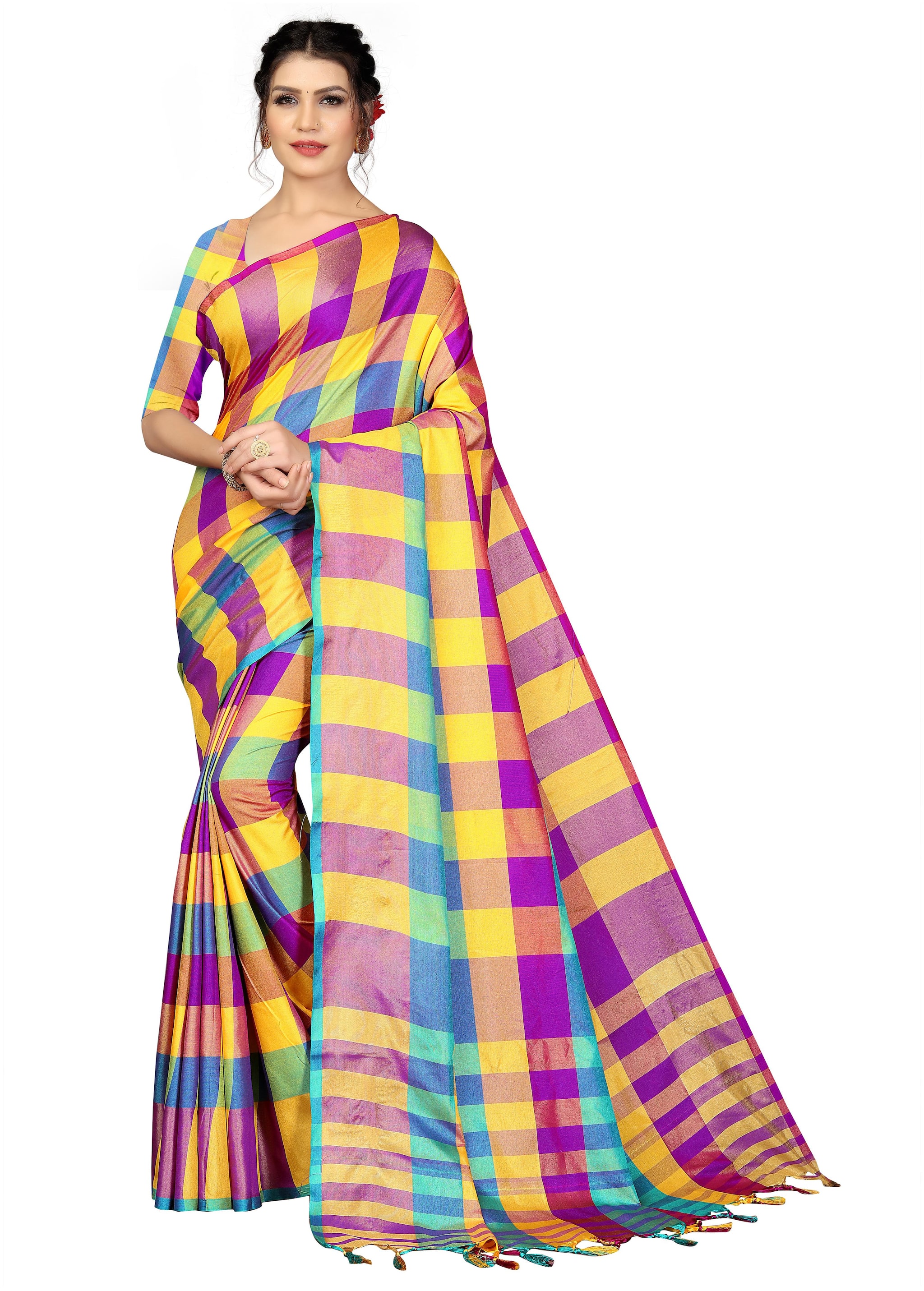 

LADY SHOPI Women Cotton Saree Purple