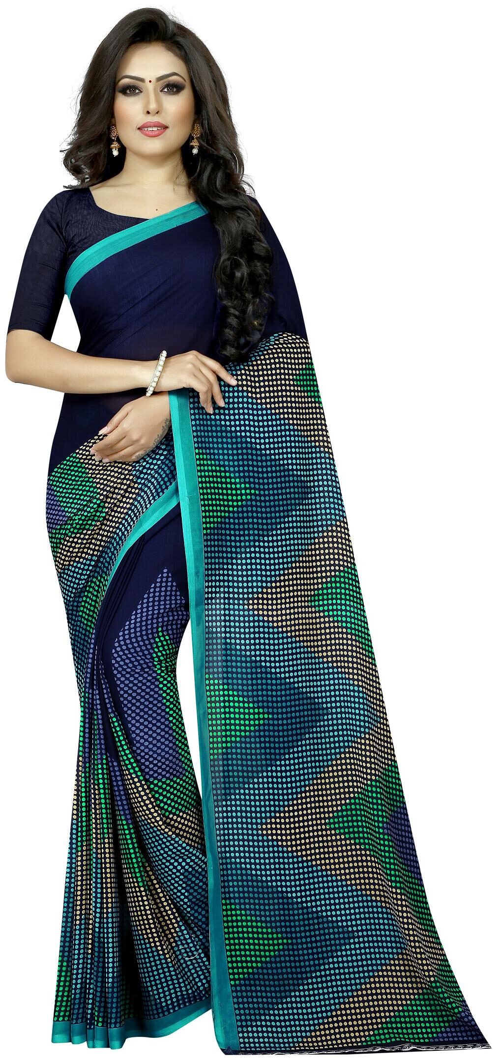 

LADY SHOPI Women Georgette Saree Blue