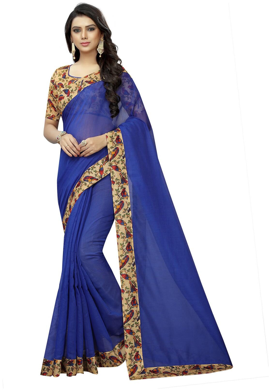 

Lady Shopi Women Party Wear Regular Saree With Unstitched Blouse (Blue)