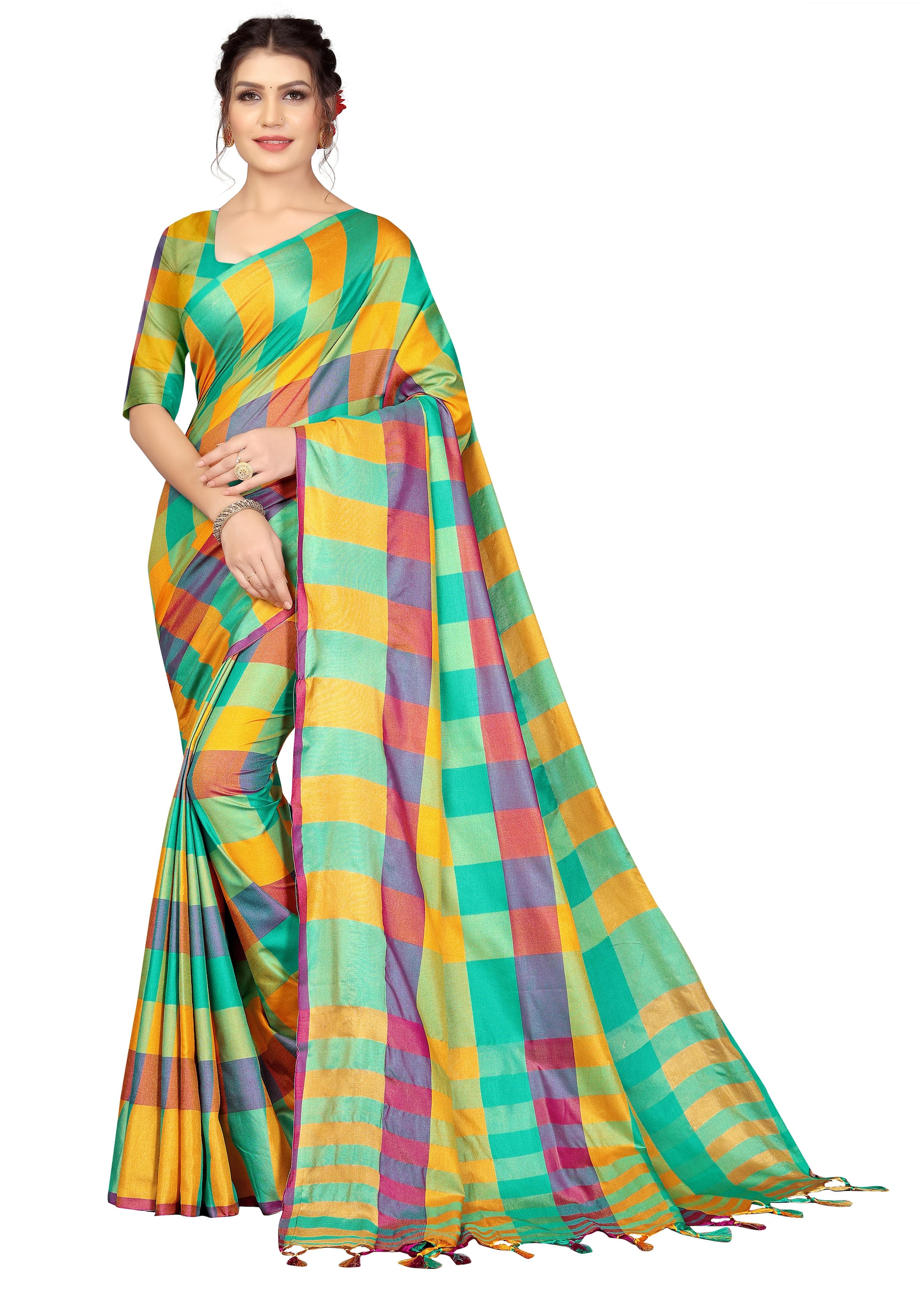 

LADY SHOPI Women Cotton Saree Multicolor