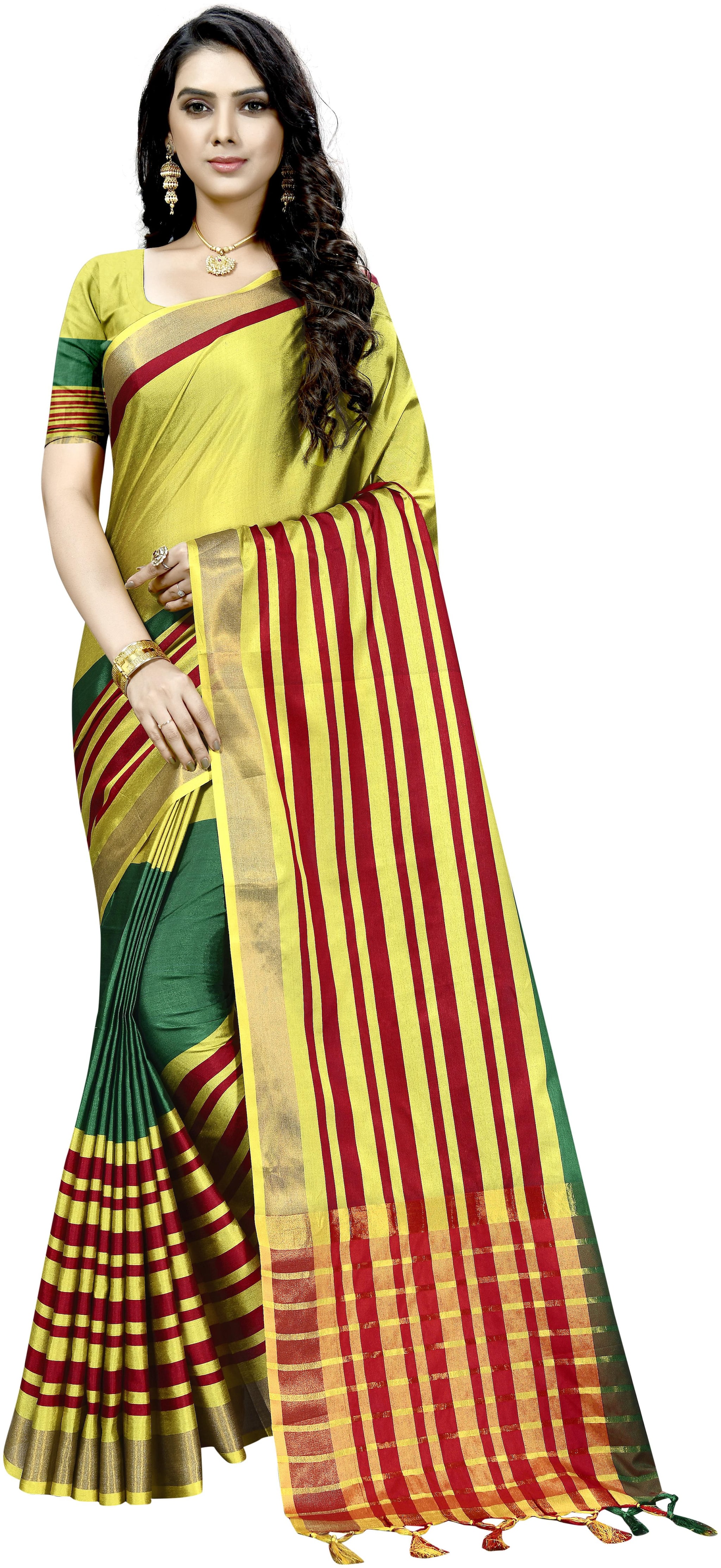 

LADY SHOPI Women Cotton Saree Turquoise