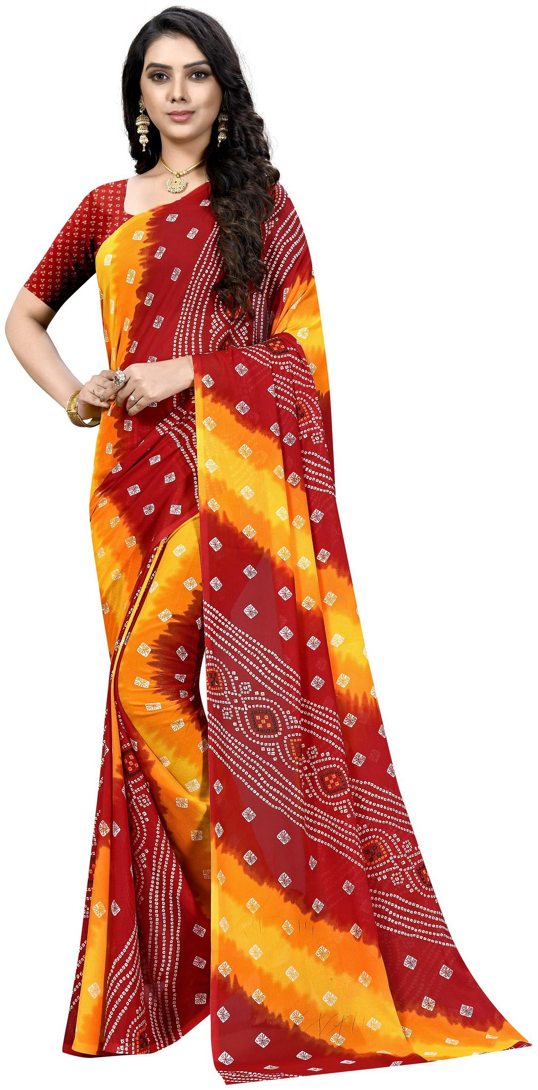

LADY SHOPI Women Georgette Saree Red