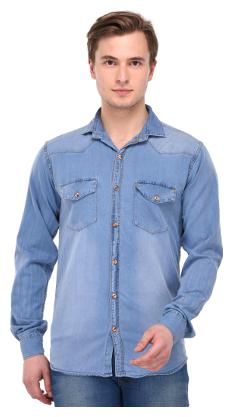 

Lafantar Men Blue Printed Slim Fit Casual Shirt