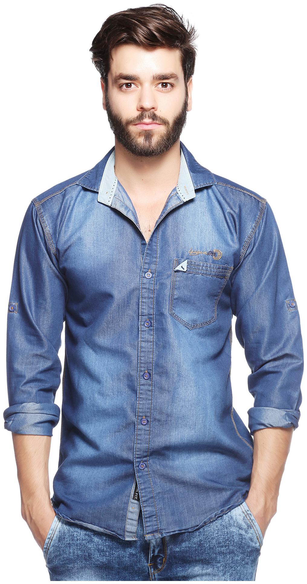 

Lafantar By Fasnoya Men Blue Faded Slim Fit Casual Shirt
