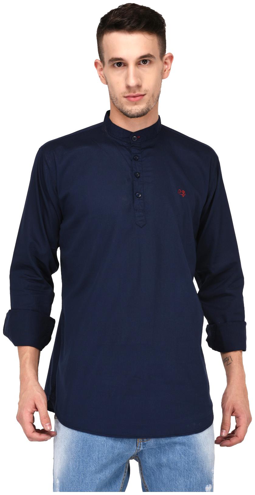 

Lafantar Men Blue Solid Slim Fit Casual Shirt