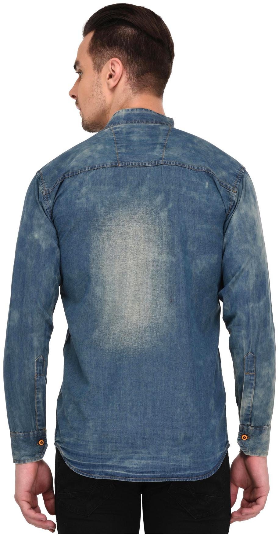 

Lafantar Men Blue Faded Slim Fit Casual Shirt