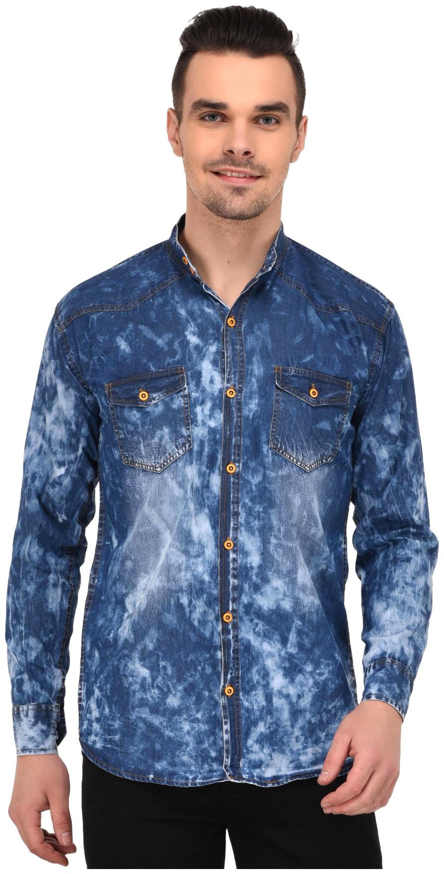 

Lafantar Men Blue Faded Slim Fit Casual Shirt