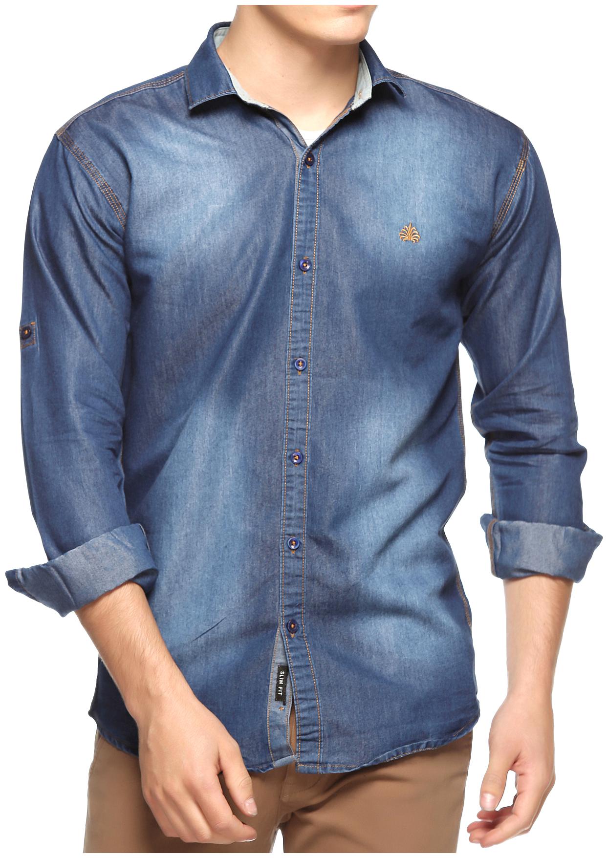 

Lafantar Men Blue Faded Slim Fit Casual Shirt