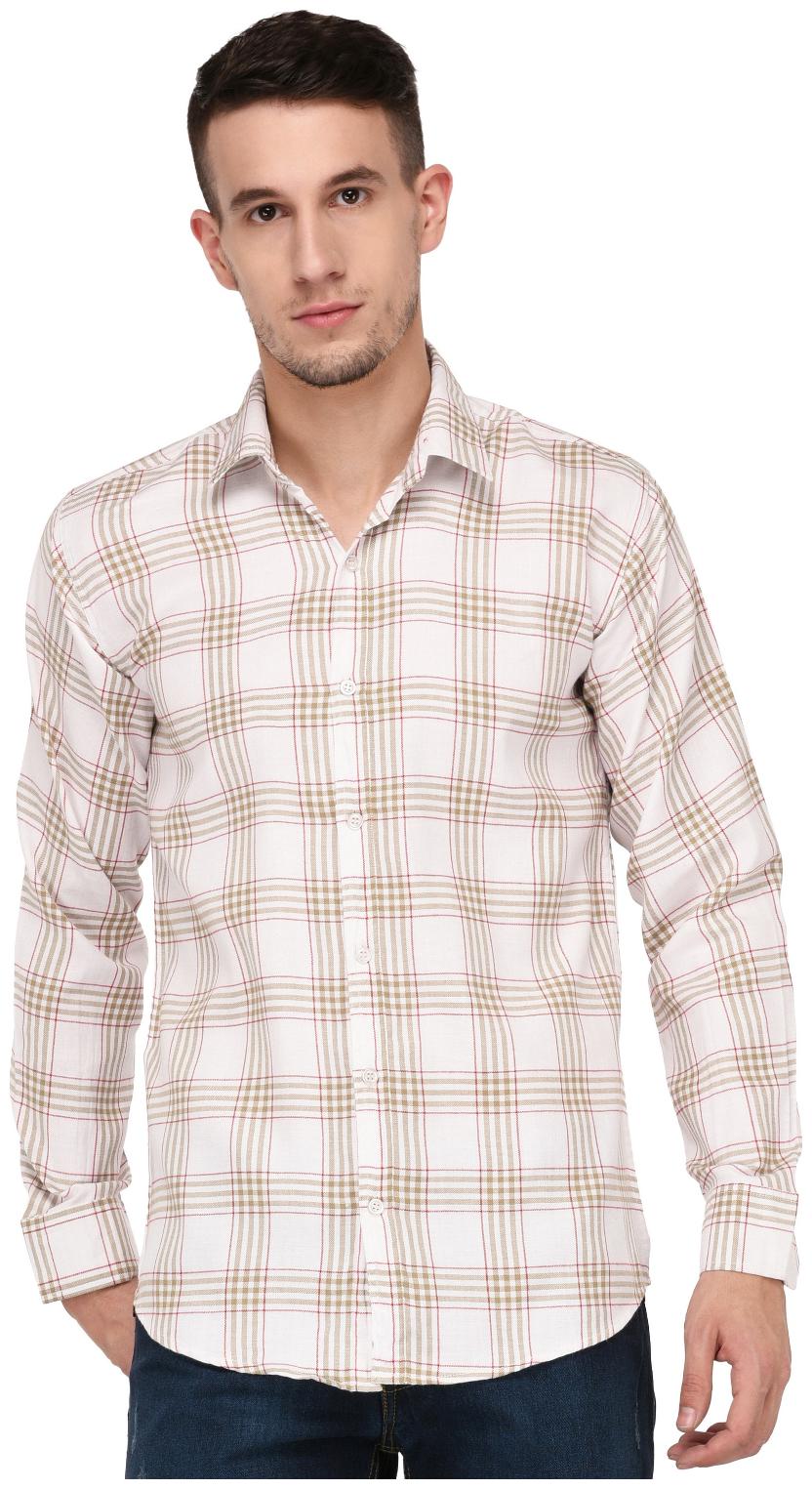 

Lafantar Men White Checked Regular Fit Casual Shirt