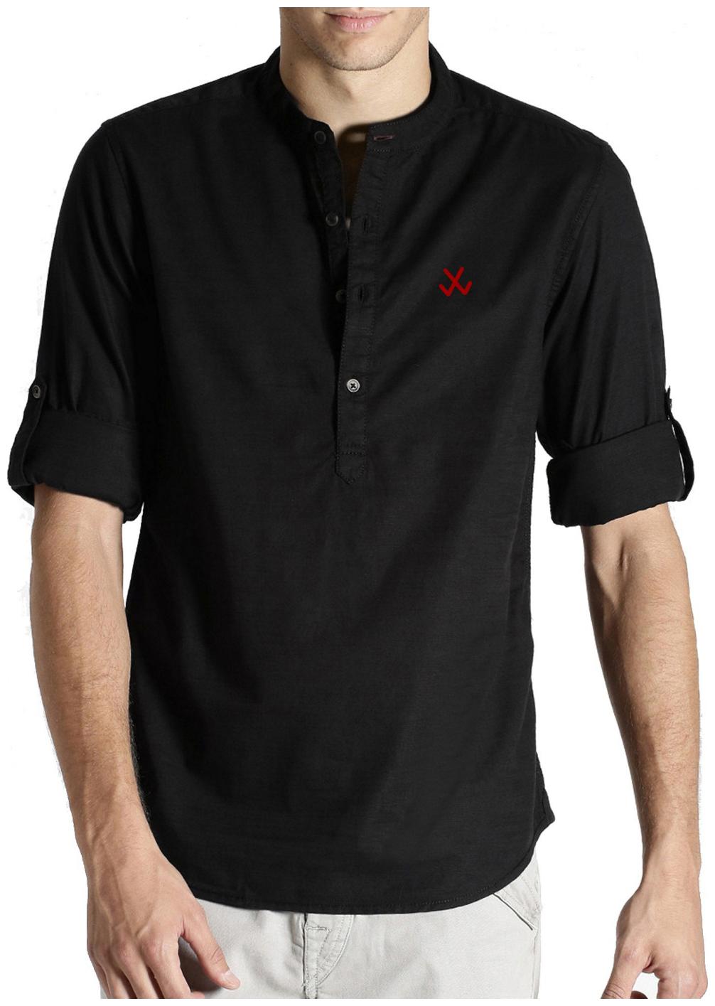 

Lafantar Men Black Solid Slim Fit Casual Shirt