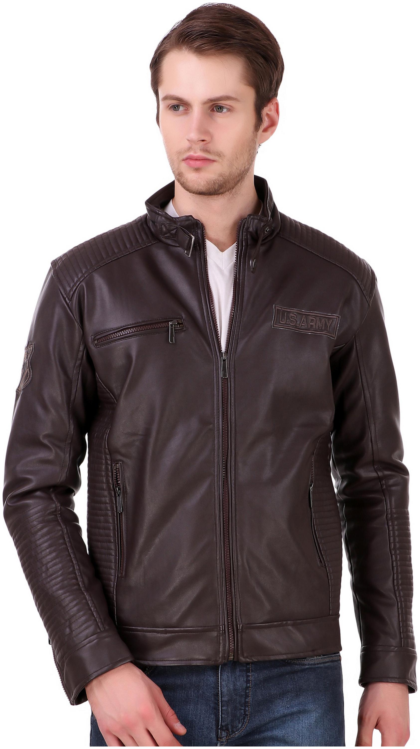 

Lafantar Men Black Solid Leather jacket