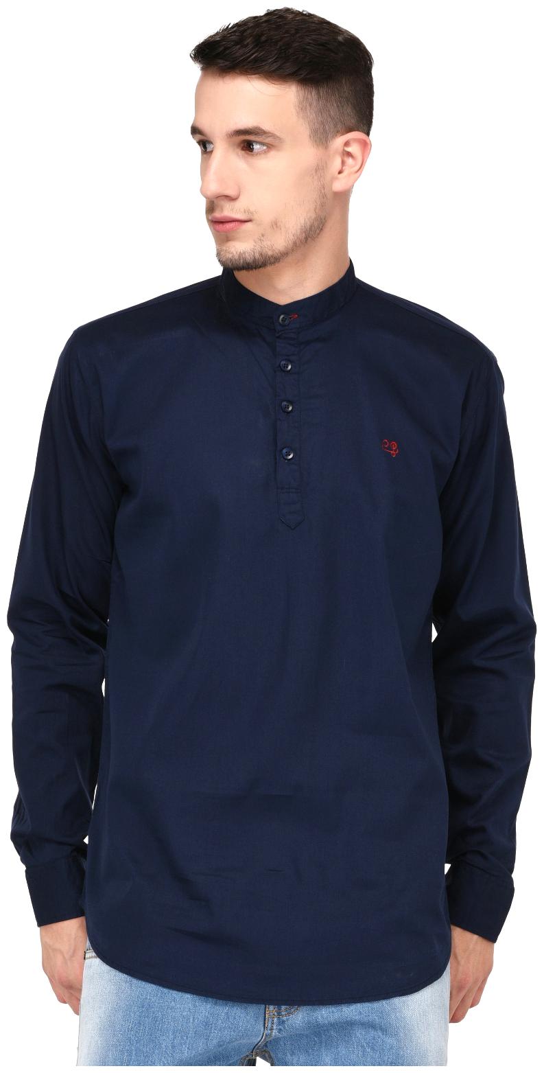 

Lafantar Men Blue Solid Slim Fit Casual Shirt