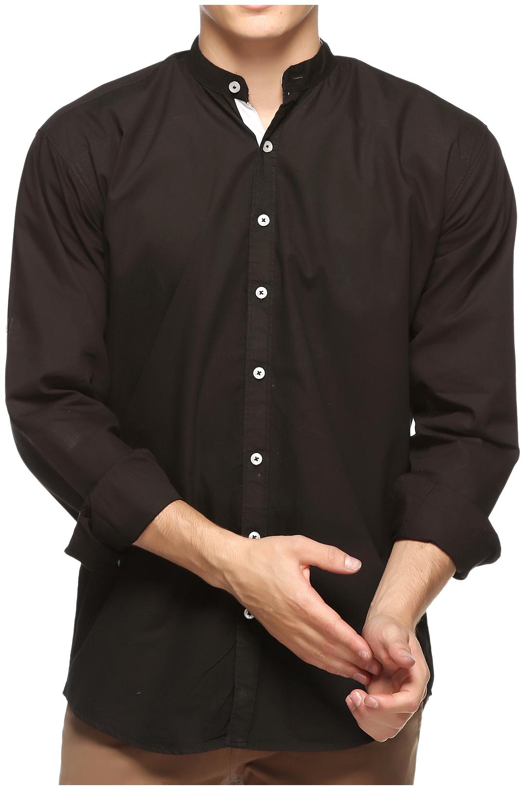 

Lafantar Men Black Solid Slim Fit Casual Shirt