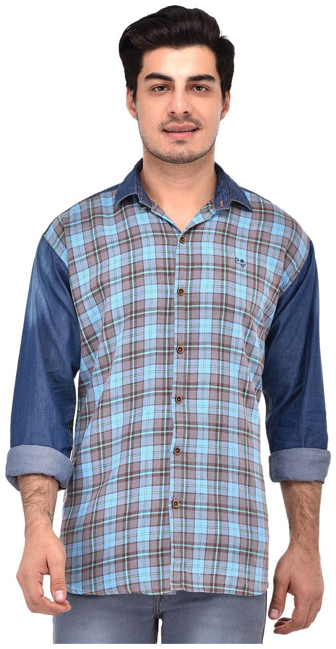 

Lafantar Men Grey Checked Slim Fit Casual Shirt