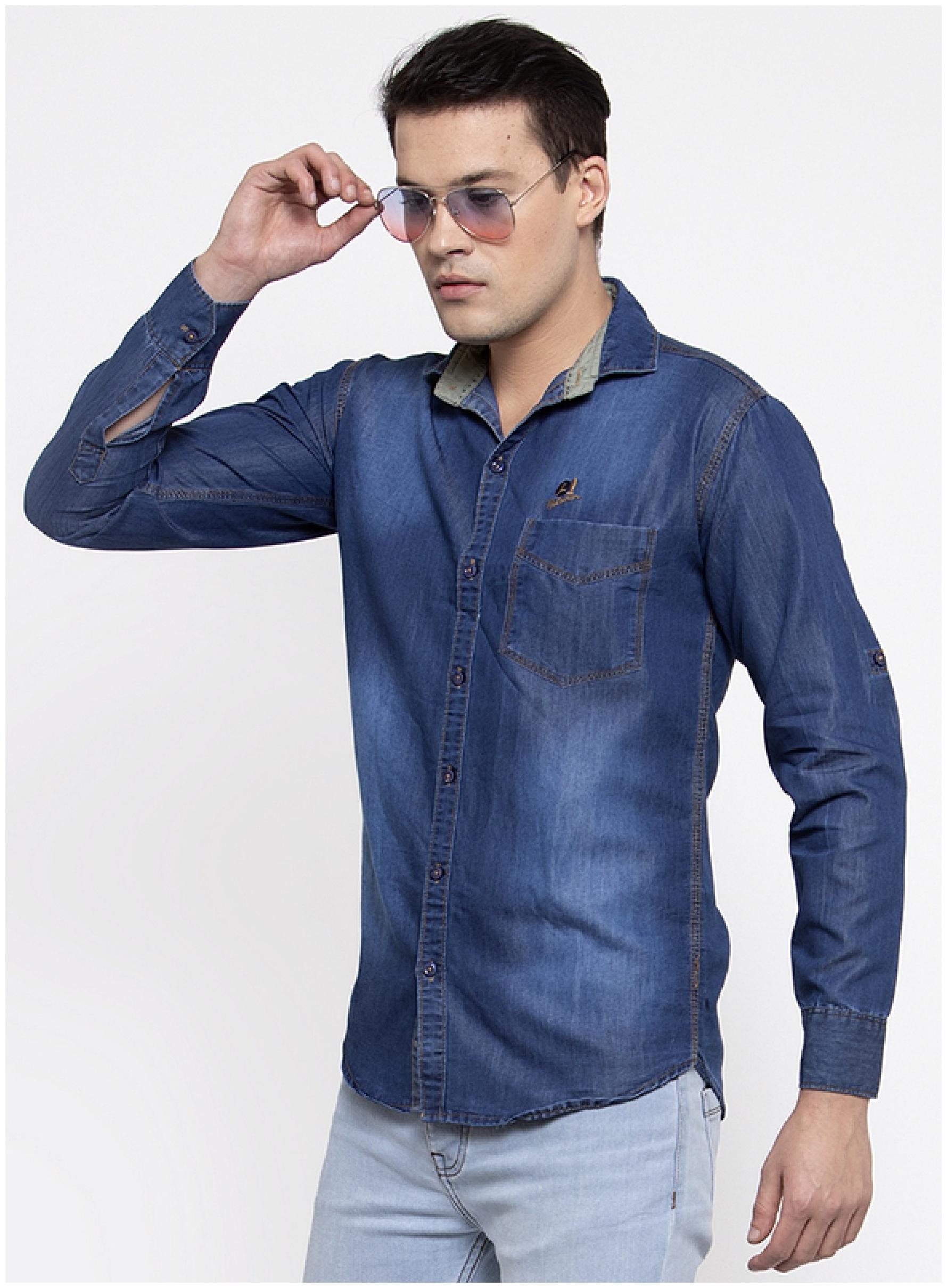 

Lafantar Men Blue Solid Regular Fit Casual Shirt