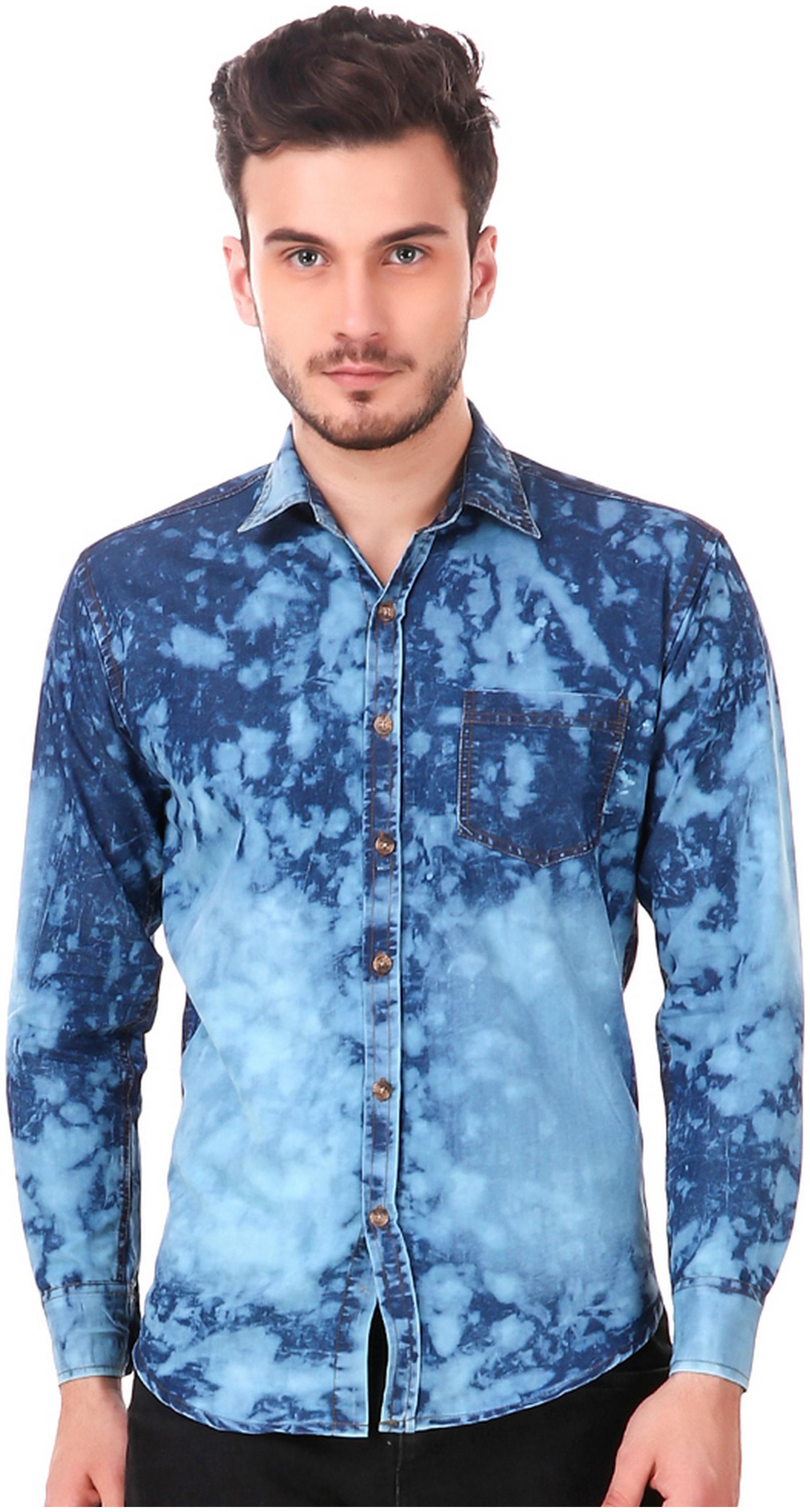 

Lafantar Men Blue Solid Slim Fit Casual Shirt