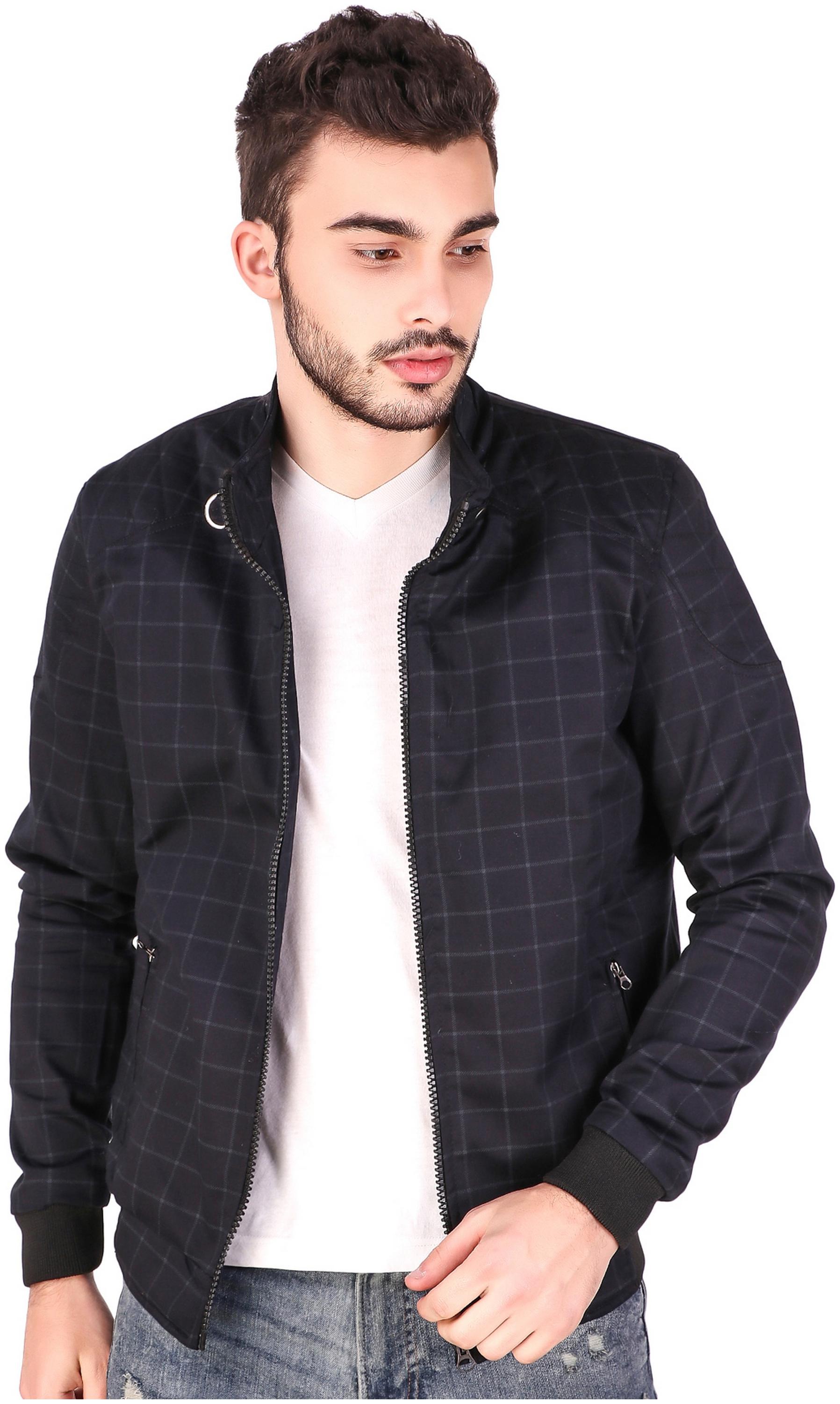 

Lafantar Men Black Checked Bomber jacket