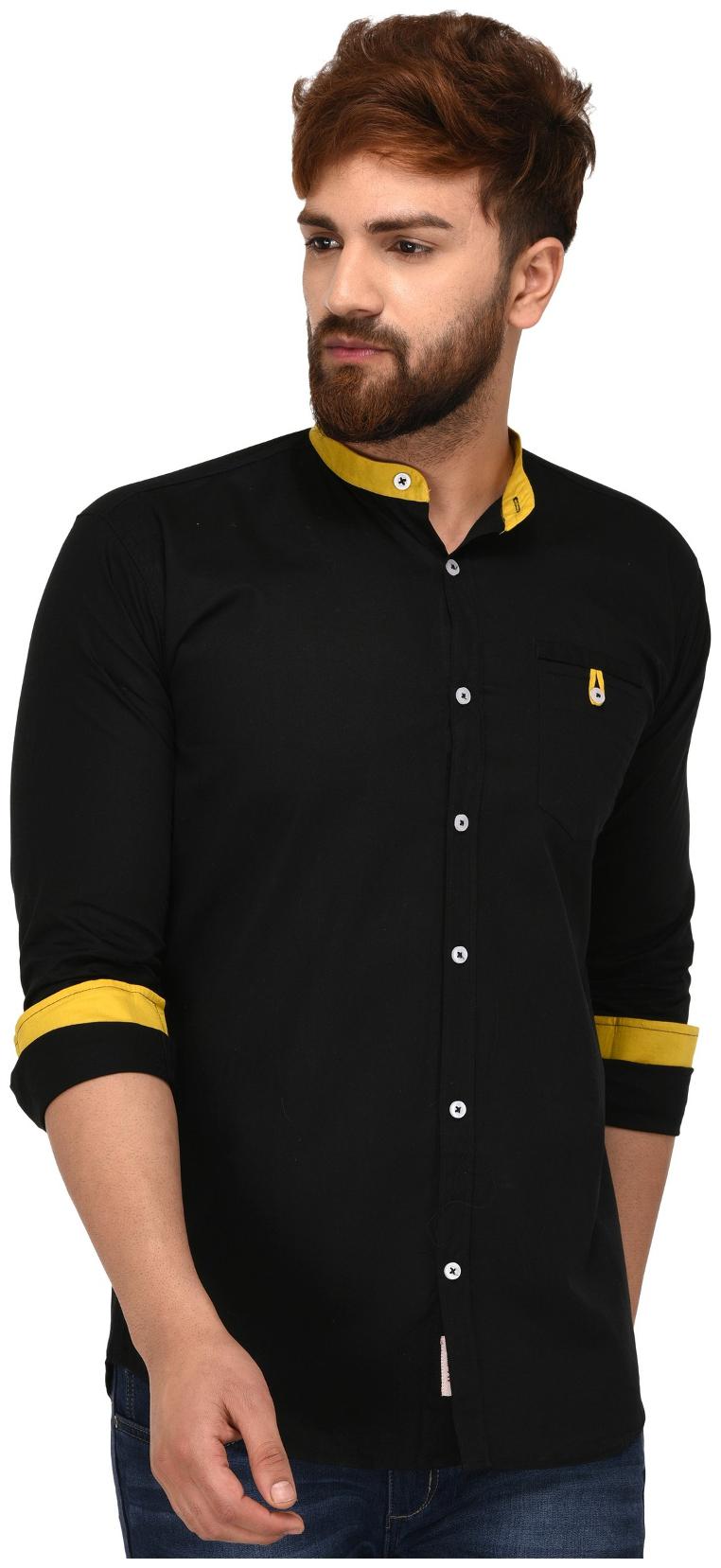 

Lafantar Men Black Solid Regular Fit Casual Shirt