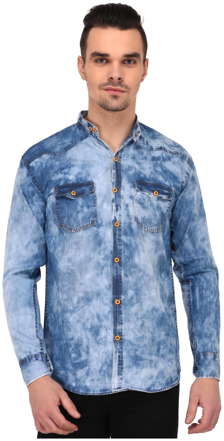 

Lafantar Men Blue Faded Slim Fit Casual Shirt