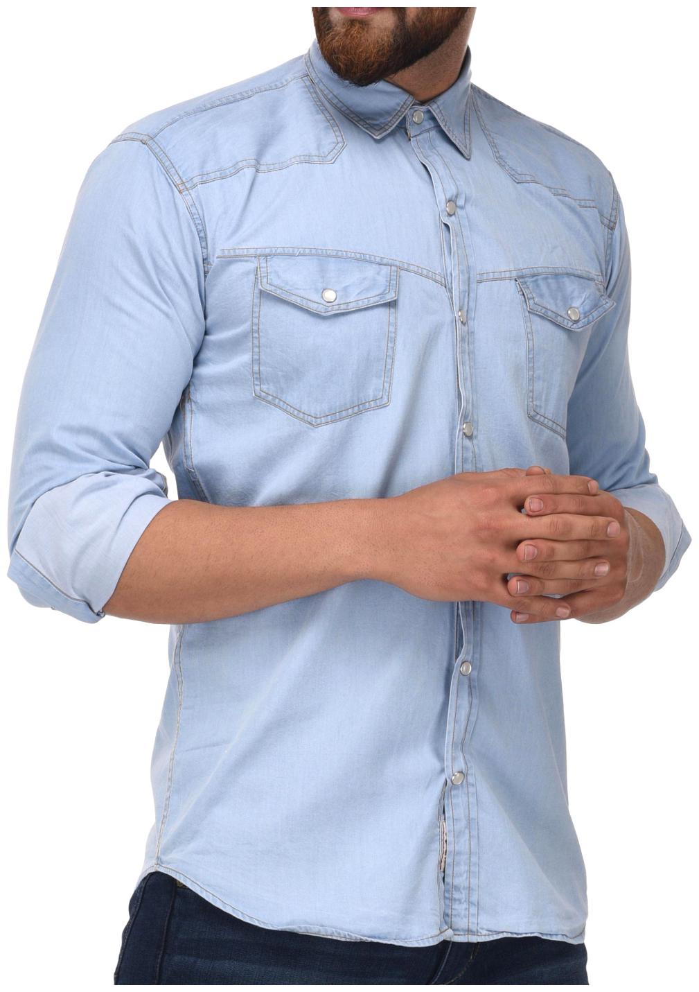

Lafantar Men Blue Solid Slim Fit Casual Shirt