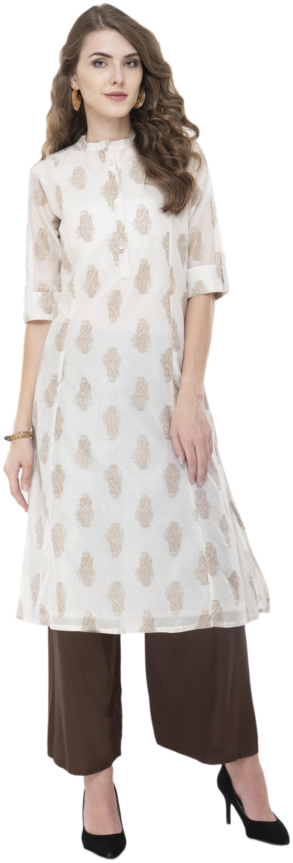 

LAGI Chanderi Printed Women Kurti - White