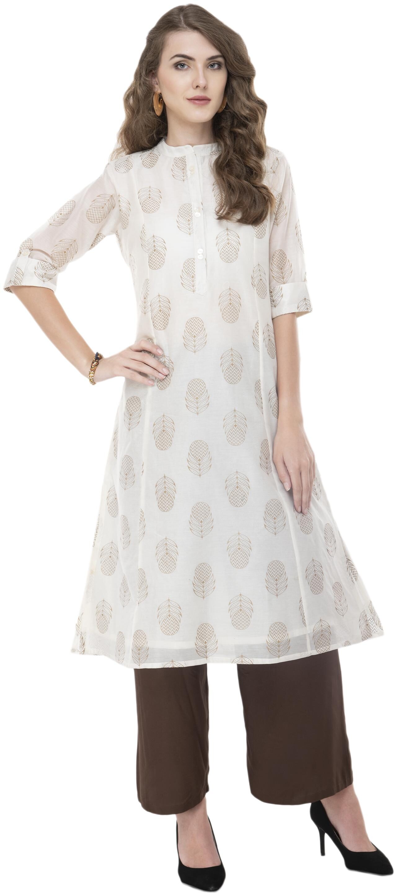 

LAGI Chanderi Printed Women Kurti - White