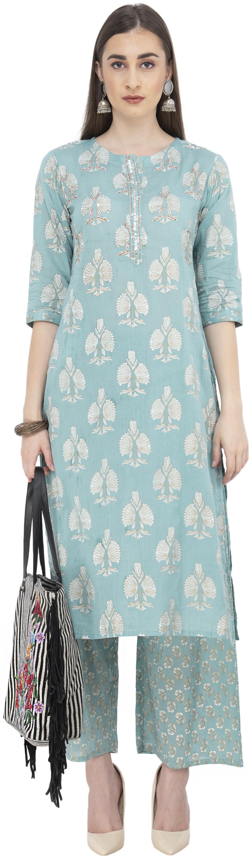 

LAGI GREEN KURTA PALAZZO SET