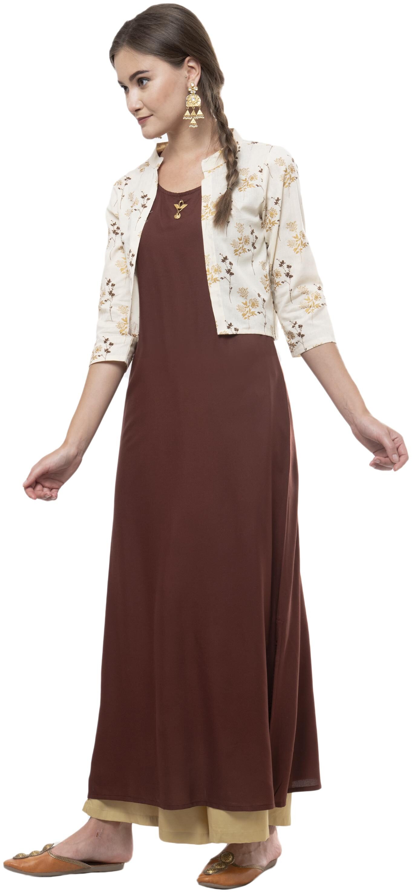 

LAGI Women Maroon Solid Angrakha Kurta