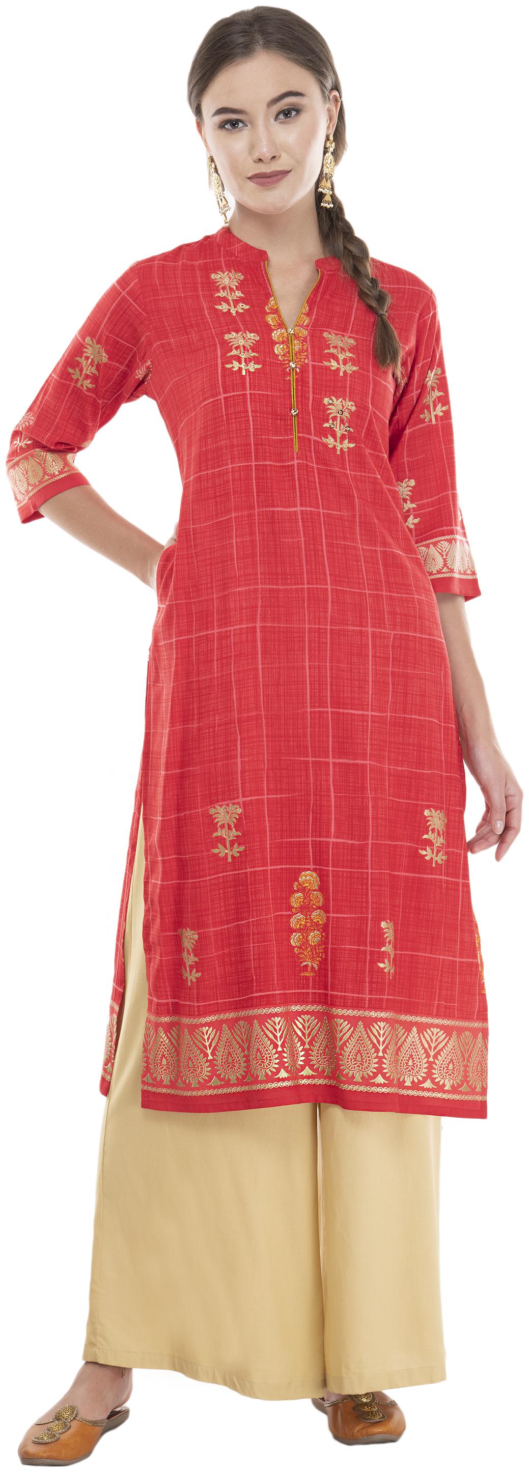 

LAGI Women Pink Printed Straight Kurti