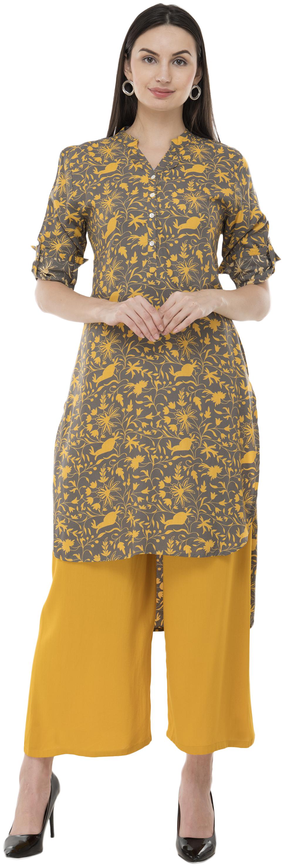 

LAGI Women Grey Floral Straight Kurti