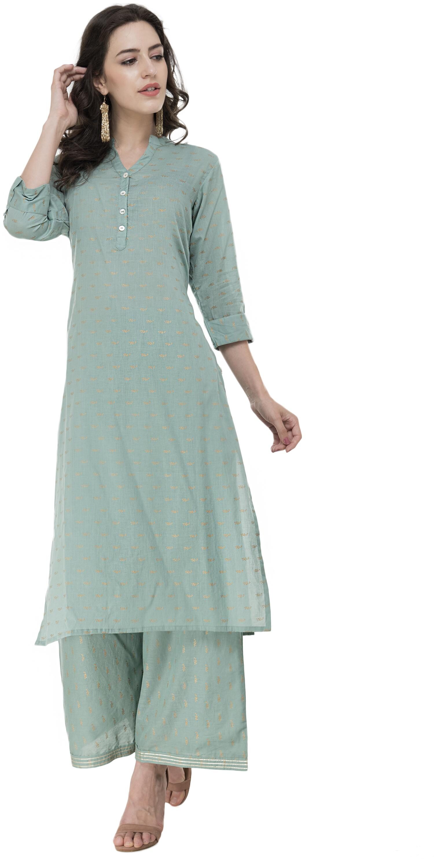 

LAGI Women Turquoise Printed Straight Kurta