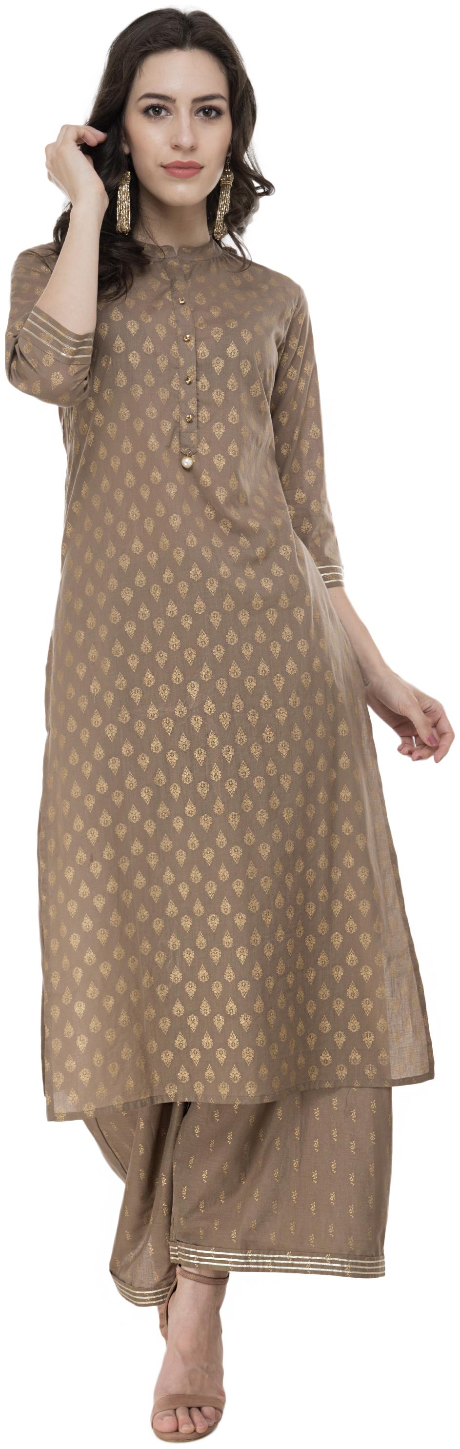 

LAGI Women Brown Printed Straight Kurta