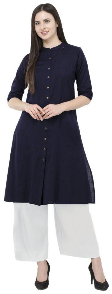 

LAGI Women Rayon Solid Kurta Navy Blue