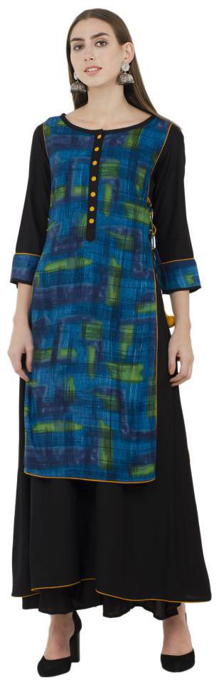 

LAGI Women Blue Printed Layered Kurta