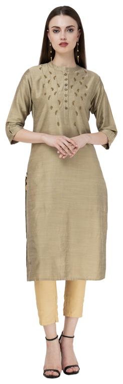 

LAGI Women Beige Embroidered Straight Kurta
