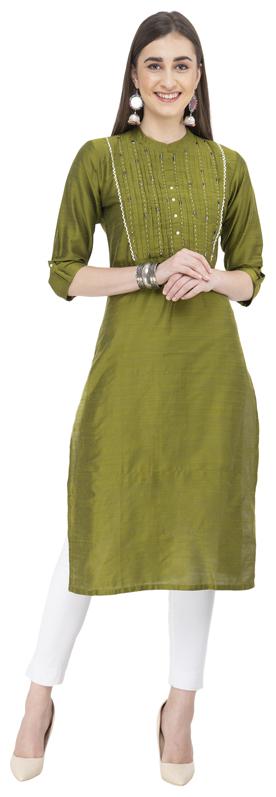 

LAGI Women Green Printed Straight Kurta
