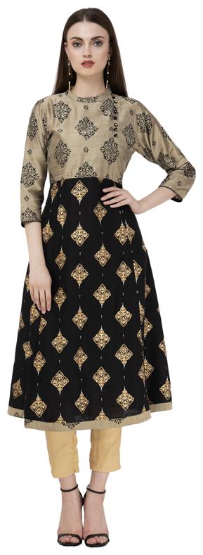 

LAGI Women Black Printed Straight Kurta