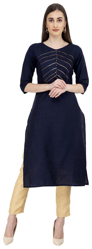 

LAGI Women Blue Embroidered Straight Kurta