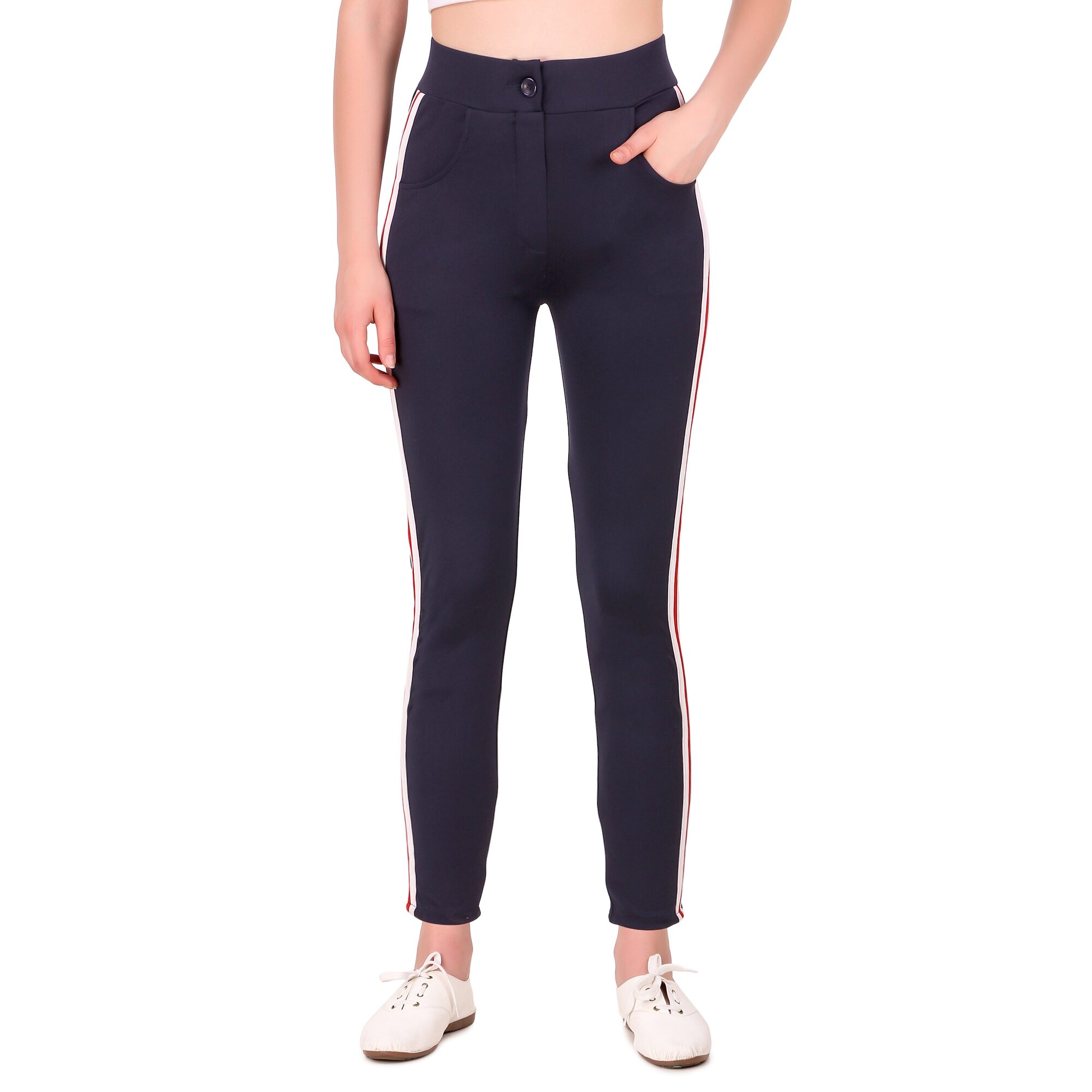 

Laiira Lycra Solid Navy Blue Jegging For Women