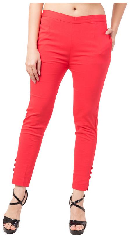 

Lalymart Women Lycra Solid Cigarette Pant (Peach)