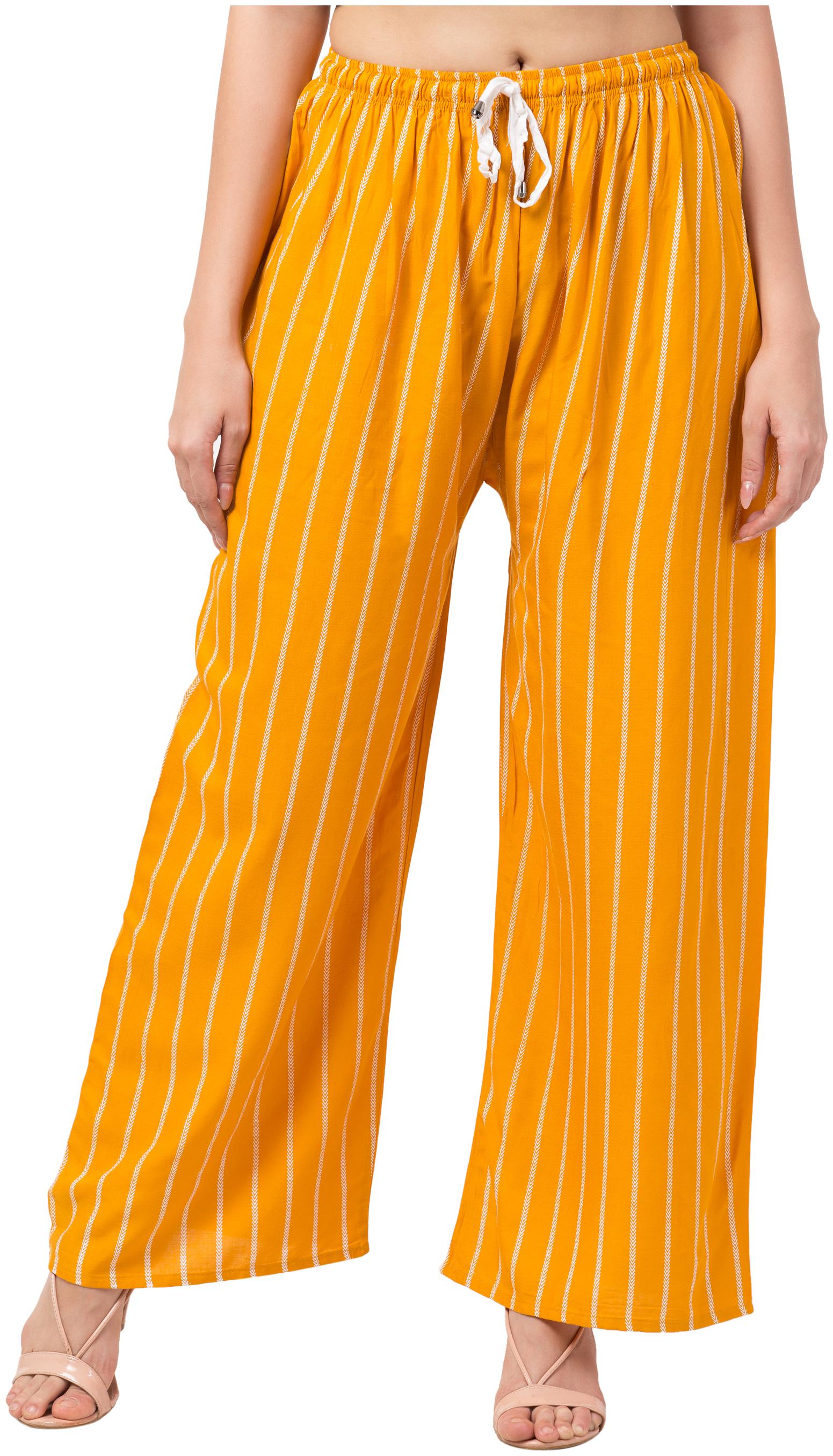 

Lalymart Yellow Striped Wide Leg Palazzo